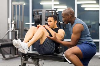 Men training in gym